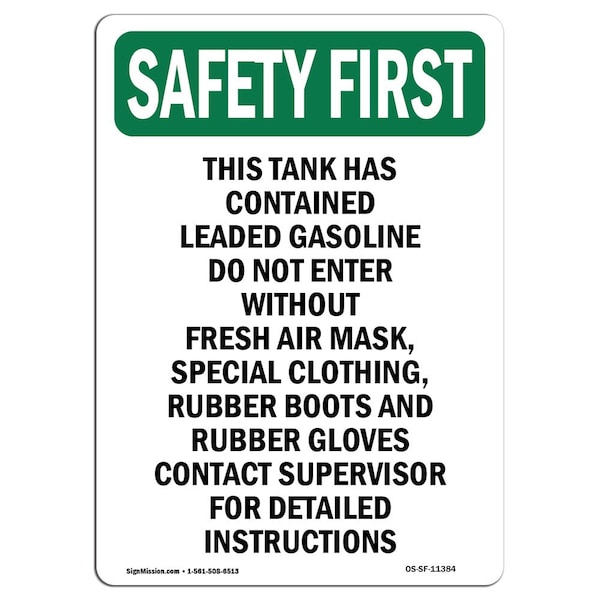 OSHA, 5" Height, Decal, 5" H, Portrait, PK10, This Tank Has Contained Leaded